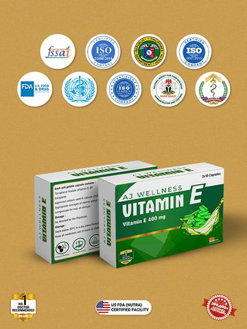 AJ Wellness - VITAMIN E 400 MG - Antioxidant Support for Skin & Wellness
