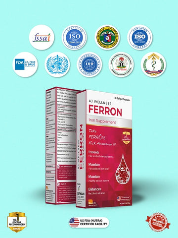 AJ Wellness FERRON - Iron & Folic Acid for Daily Wellness