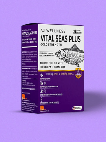 AJ Wellness VITAL SEAS PLUS (Gold) - High-Strength Omega-3 Fish Oil Supplement