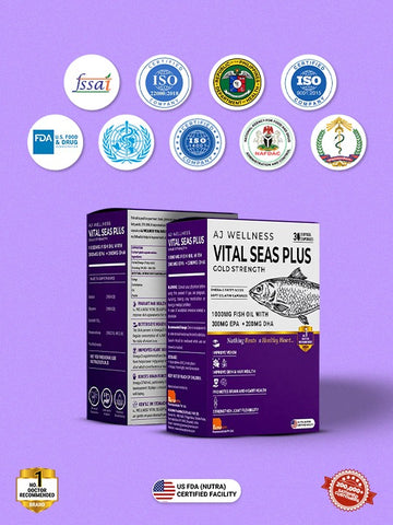 AJ Wellness VITAL SEAS PLUS (Gold) - High-Strength Omega-3 Fish Oil Supplement