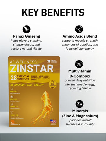 AJ Wellness Zinstar - Daily Immune & Vitality Support Supplement