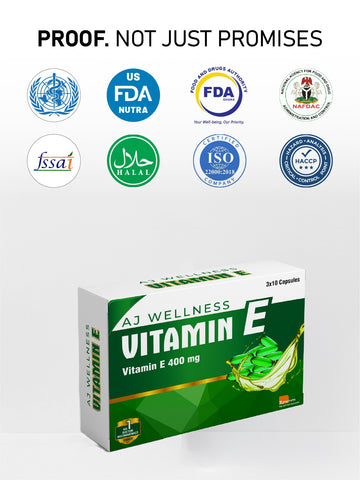 AJ Wellness - VITAMIN E 400 MG - Antioxidant Support for Skin & Wellness