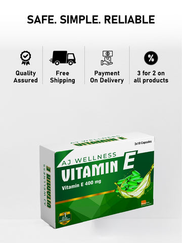 AJ Wellness - VITAMIN E 400 MG - Antioxidant Support for Skin & Wellness