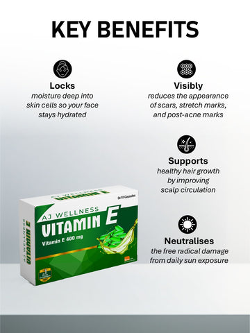 AJ Wellness - VITAMIN E 400 MG - Antioxidant Support for Skin & Wellness