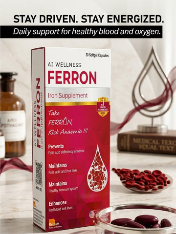 AJ Wellness FERRON - Iron & Folic Acid for Daily Wellness