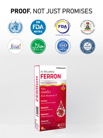 AJ Wellness FERRON - Iron & Folic Acid for Daily Wellness