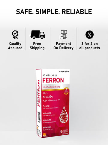 AJ Wellness FERRON - Iron & Folic Acid for Daily Wellness