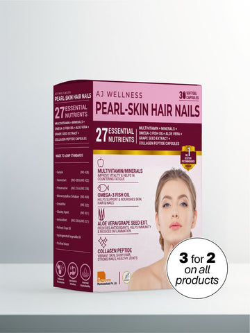 AJ Wellness Pearl Skin Hair Nails - Support Skin Health, Nail Strength & Hair Growth
